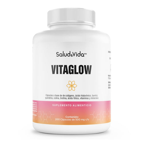 Vitaglow 500mg - Biotina, Colágeno, Ácido Hialurónico Y Queratina, con 18 Ingredientes activos